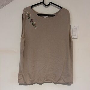 Philosophy Tan Blouse with Floral Detail